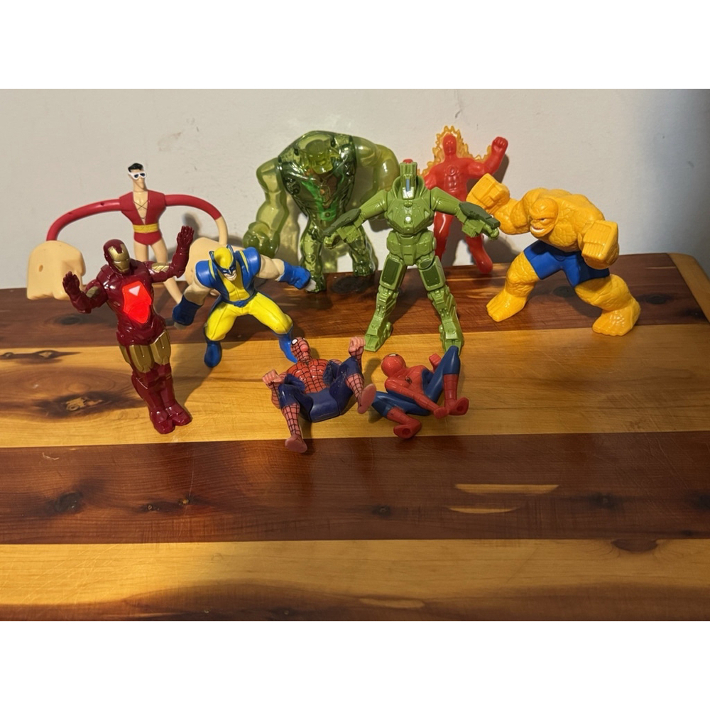 Marvel Super Heroes Squad Figures Wolverine Spider-Man The Thing Human Torch 9pc